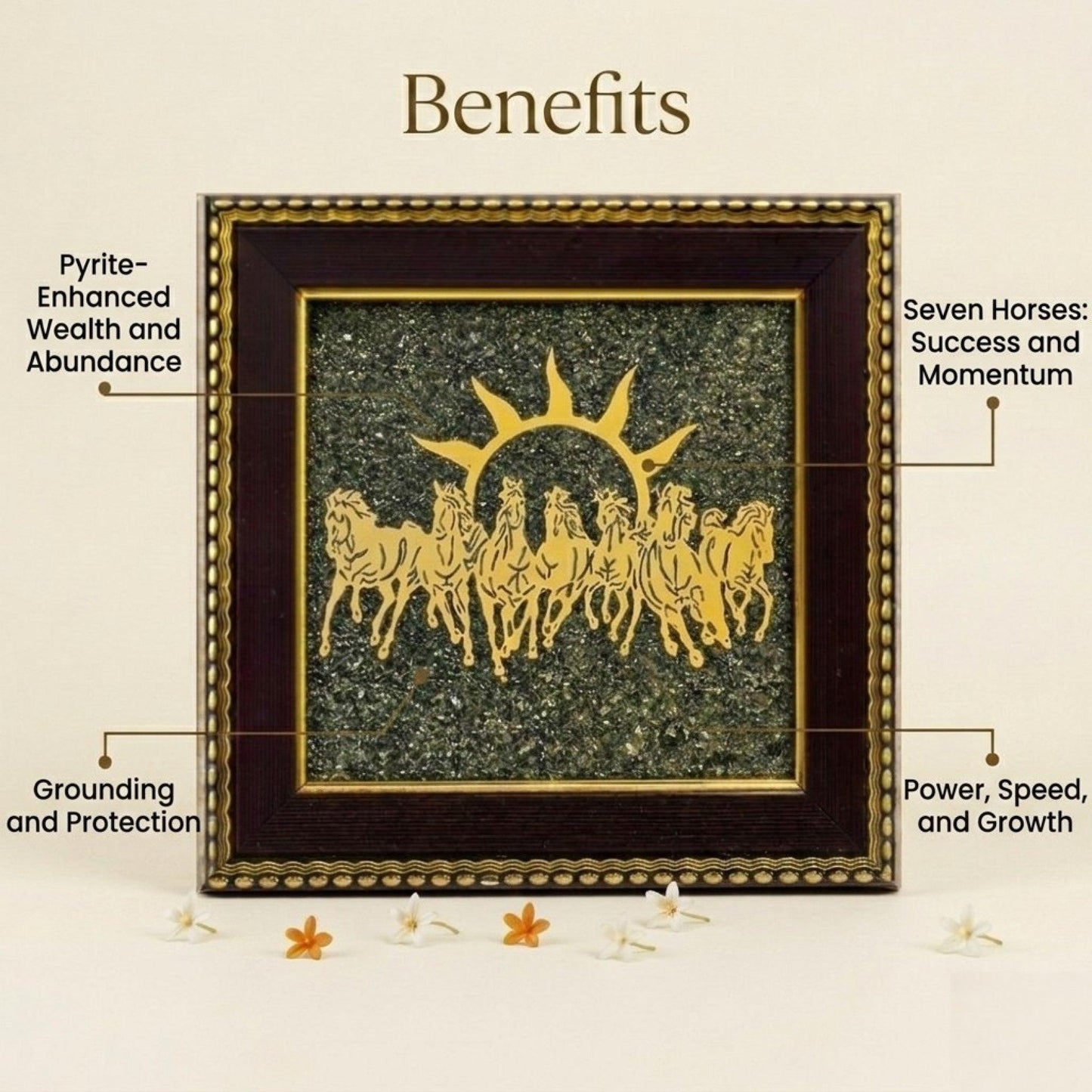 7 Horses Pyrite Frame – Attracts Wealth, Speed & Success