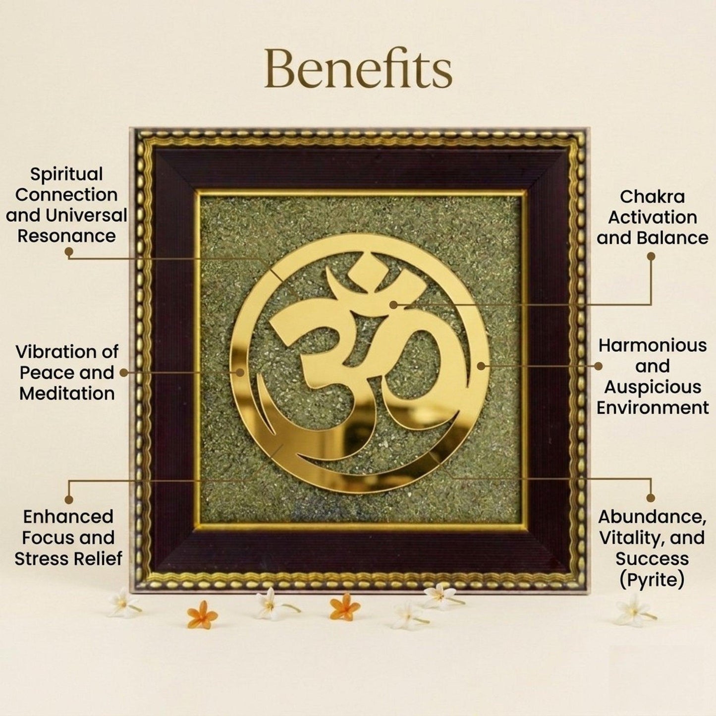 Om Pyrite Frame – Divine Vibrations, Prosperous Living