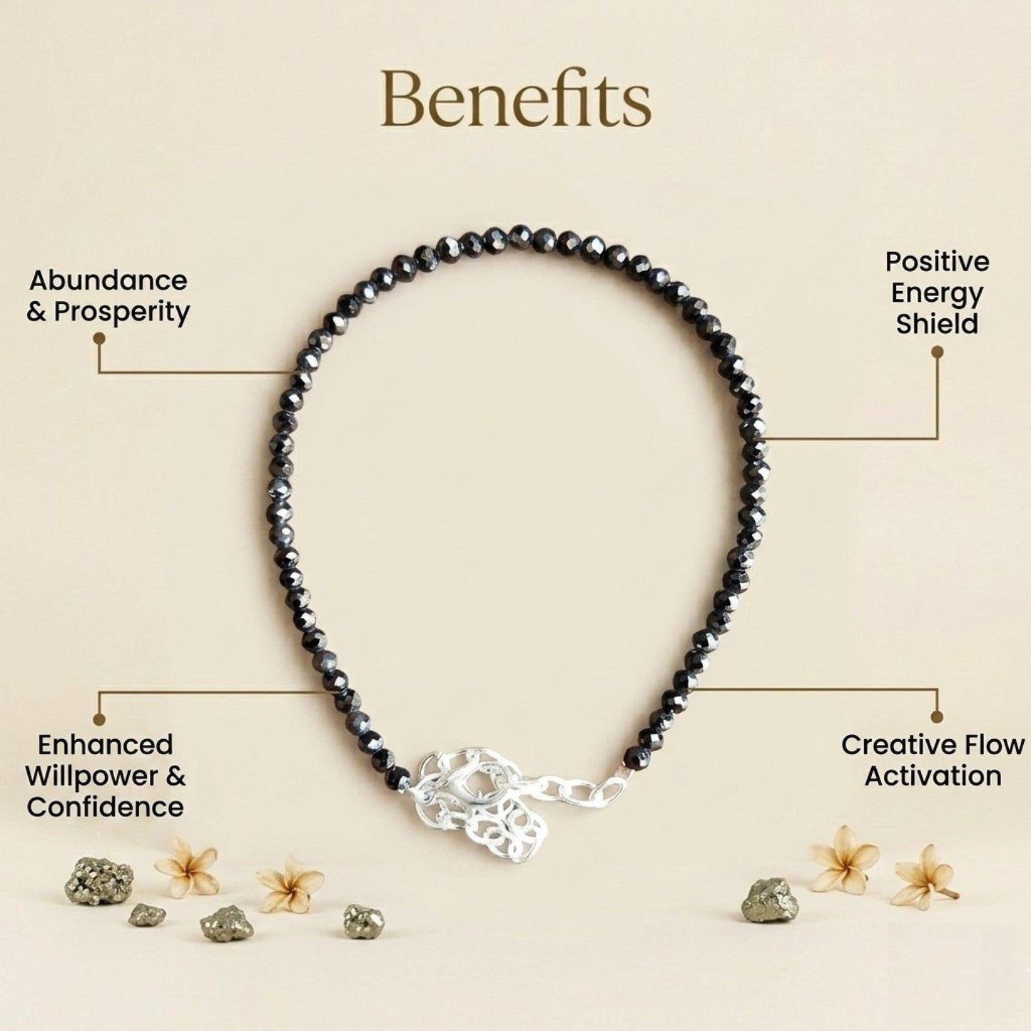 Raw Pyrite Anklet – Wealth Energy with Grounded Protection