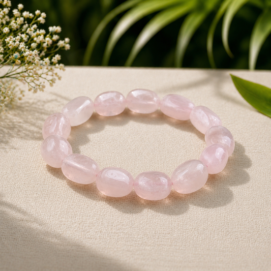 Rose Quartz Tumbled Stone Bracelet – Raw Love, Naturally Aligned