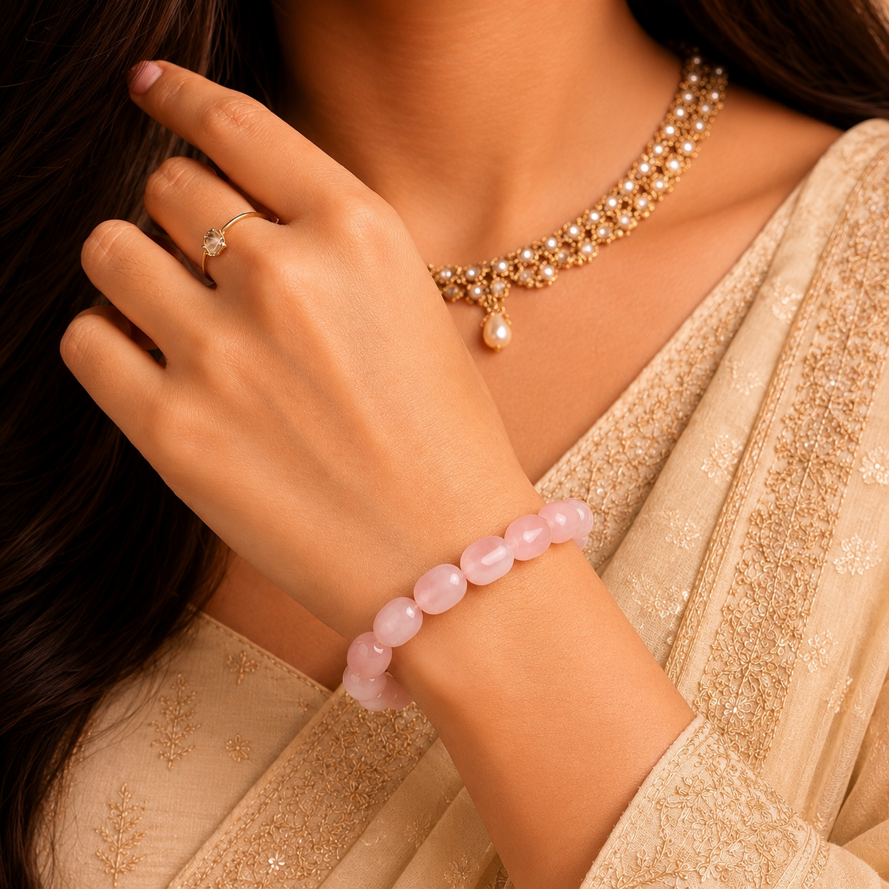 Rose Quartz Tumbled Stone Bracelet – Raw Love, Naturally Aligned