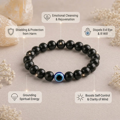 Black Obsidian Bracelet with Evil Eye – Ultimate Protection & Energy Shield