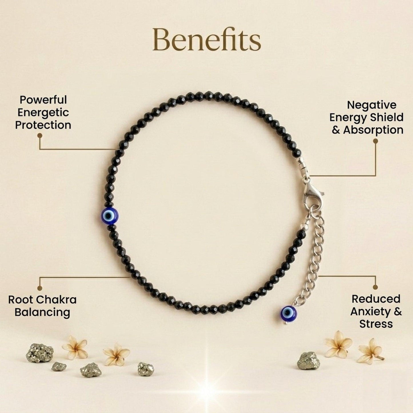 Black Tourmaline Anklet – Protection, Grounding & Shielding