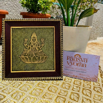 Goddess Mahalakshmi Pyrite Frame – Invokes Divine Prosperity & Abundance