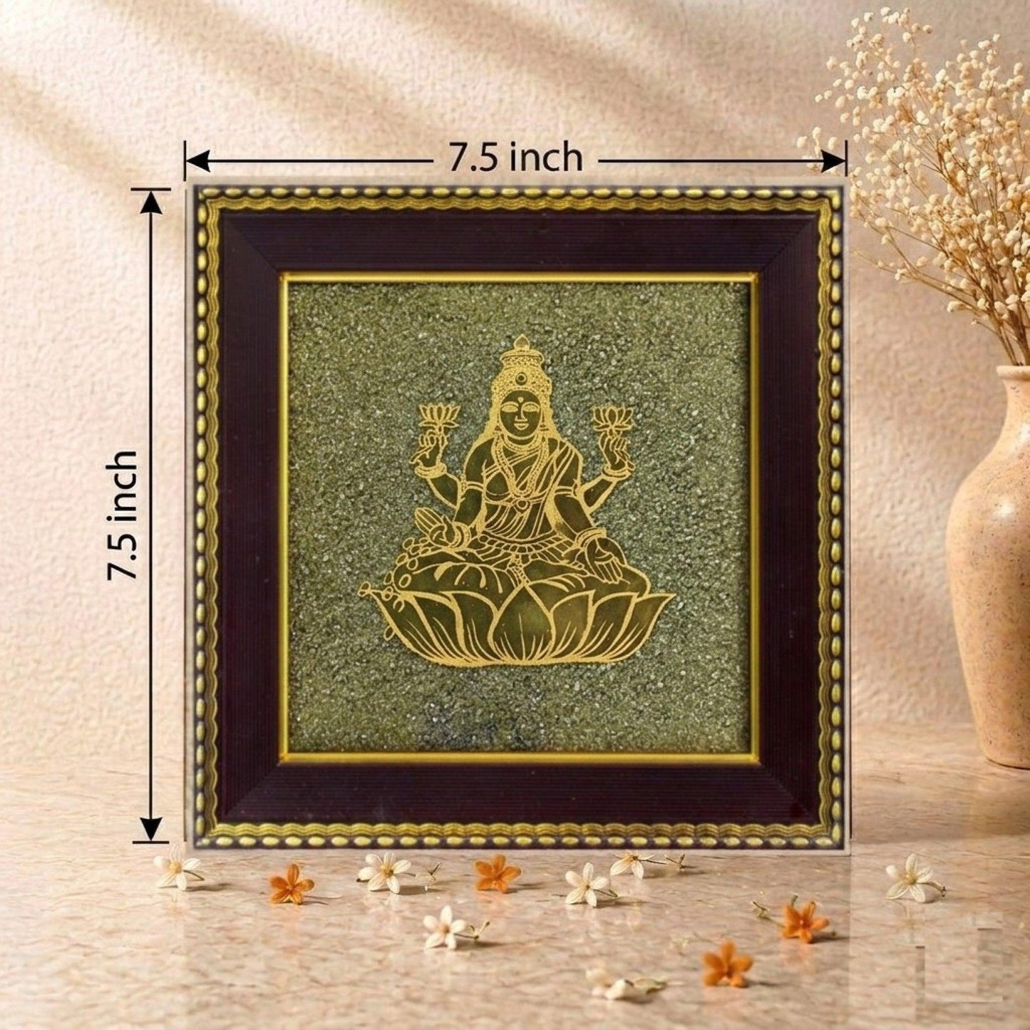 Goddess Mahalakshmi Pyrite Frame – Invokes Divine Prosperity & Abundance