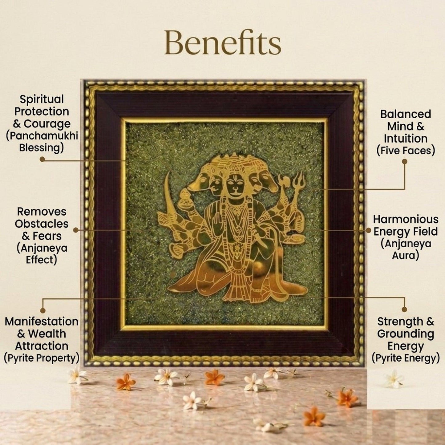 Panchamukhi Anjaneya Pyrite Frame – Strength, Protection & Victory