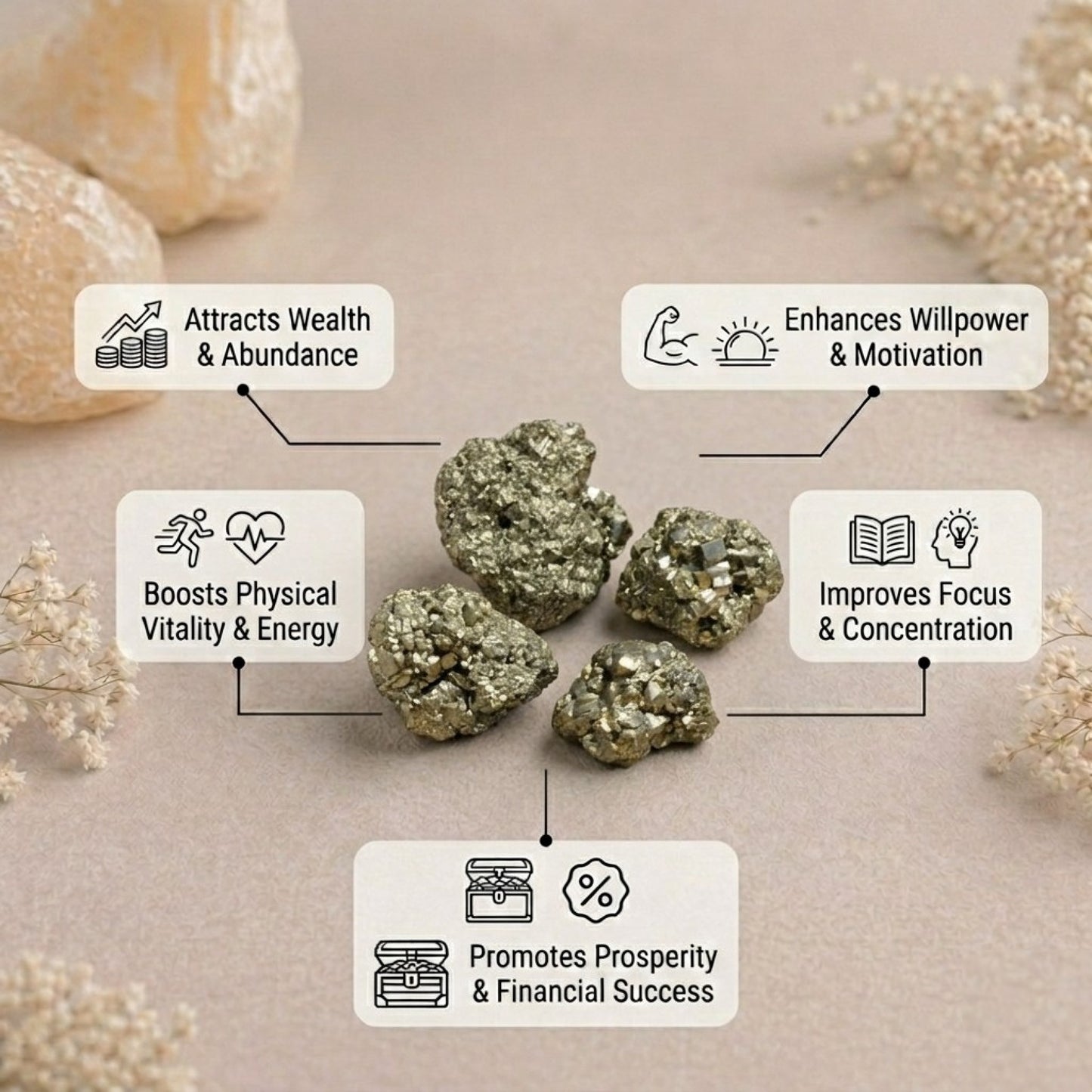 Raw Pyrite Stones – Nature's Treasure of Wealth & Protection