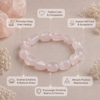 Rose Quartz Tumbled Stone Bracelet – Raw Love, Naturally Aligned