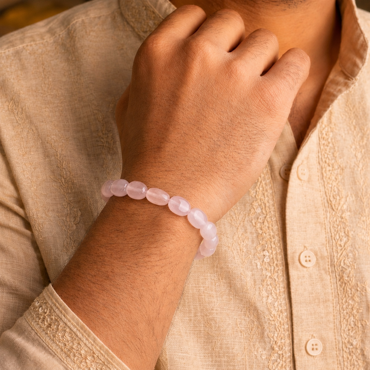 Rose Quartz Tumbled Stone Bracelet – Raw Love, Naturally Aligned