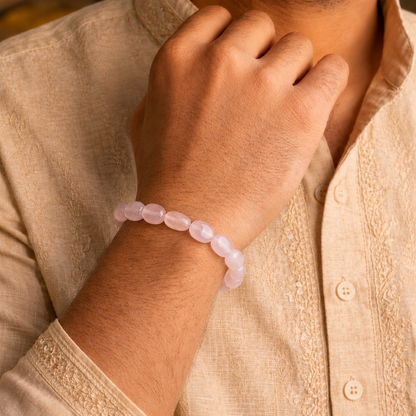 Rose Quartz Tumbled Stone Bracelet – Raw Love, Naturally Aligned