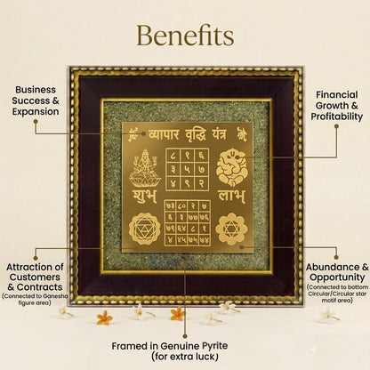 Vyapar Vriddhi Yantra Pyrite Frame – Business Growth, Wealth & Success