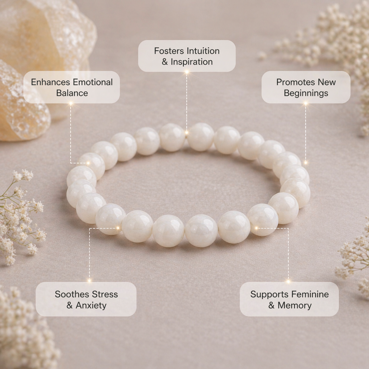 Moonstone Bracelet – Intuition, Calm & Divine Feminine Energy
