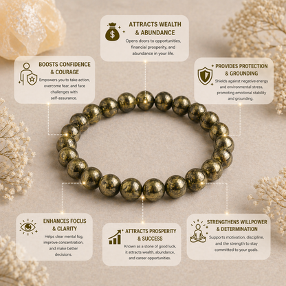 Pyrite bracelet with wellness benefits